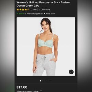 Auden Unlined Balconette Coverage Underwire‎ Bra